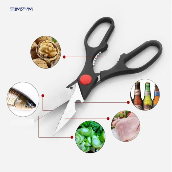 21x8cm Multifunctional Stainless Steel Poultry Kitchen scissor Nutcracker Bottle opener Bone Cutter Cook Tool shear cut