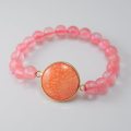 Cherry Quartz Bracelet with Agate Pendant Gemstone jewelry