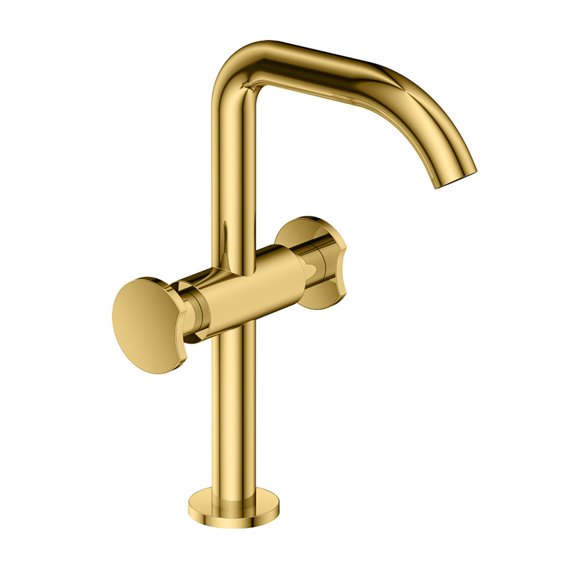 brushed brass basin mixer