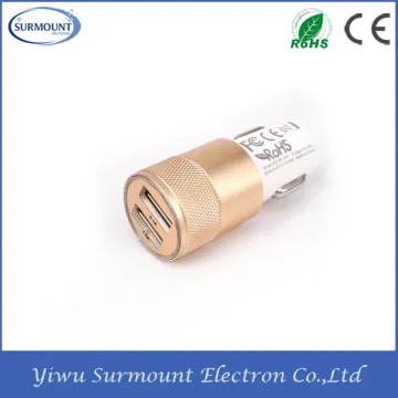 Cheap price alloy dual usb car charger usb 2.1 a charger with LED light