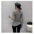 Chiffon check vintage long-sleeved top for women