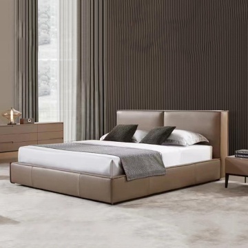 WESOME Upholstered Leather Bed - High End Italian Light Luxury King and Queen Size Frame