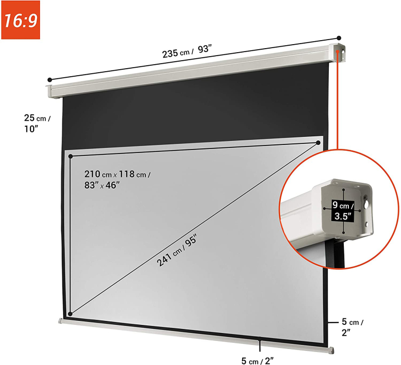 200x113cm Motorized Electric Movie Projector Screen