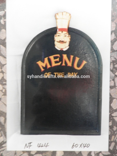 China factory wholesale wooden advertising chalk board with chef embossed,chef menu chalk board,bar furniture for bar decoration