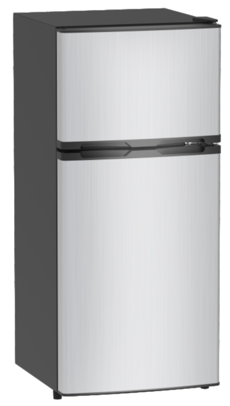 127L Top-freezer bottom-refrigerator with steel door
