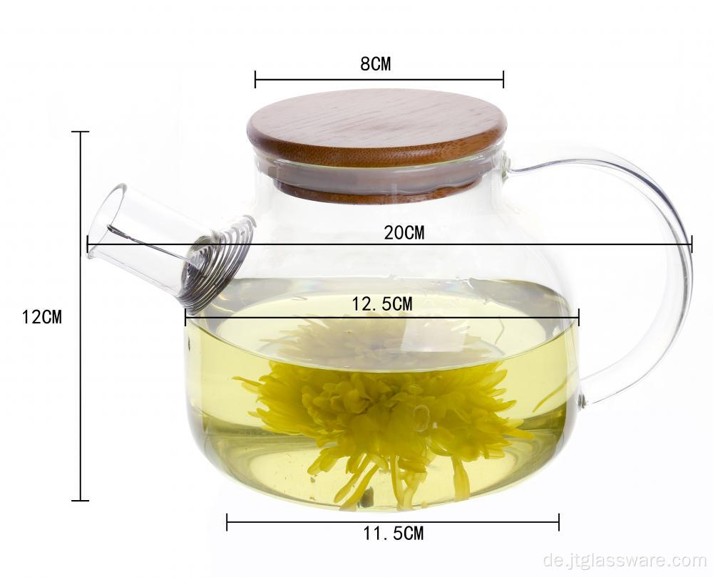 Teekanne aus Glas mit hohem Borosilikatglasgehalt und Teesieb