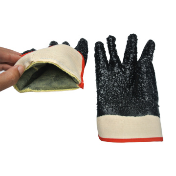 Guantes recubiertos de PVC negro Kevlar Linning con chips