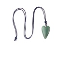 Green Aventurine 25x40mm Love Heart Pendant Necklace Adjustable Rope Chain