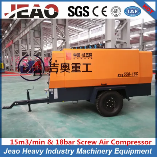 Won China National Inspection-Free Products 18bar Movable Diesel Screw Air Compressor for Water Well Used