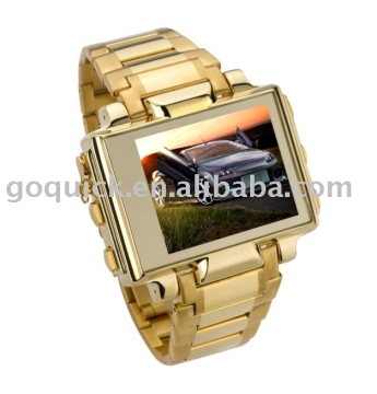 1.8 TFT Screen mp4 watch - WATCH YOU SIMPLY WANT - GQ 007 Golden color
