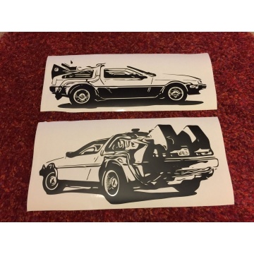 For 1Pair/2pcs Twin Pack Delorean Back To The Future Wall Art Retro Stickers Various Sizes