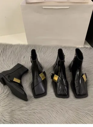 Women's New Winter Vintage French Flat Short Boots Black Knight Style