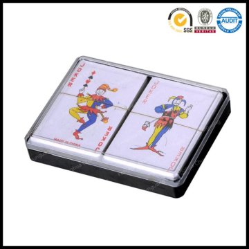 custom advertising poker size plastic playing cards twin pack in custom plastic box
