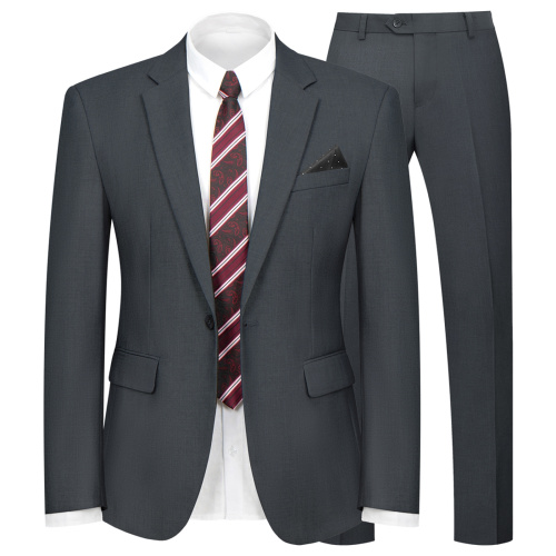 WYWK 2 Piece Men's Suit Wedding Party-Dark Gray-3XL