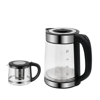 Turkish Double Tea Pot & Electric Glass Kettle Set - 2.2L Middle East Market