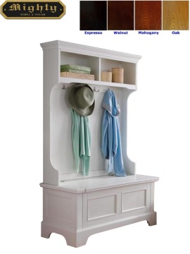 Classic Hall Tree Hallway Modern White Storage Bench