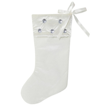 White plush christmas stocking with nordic style