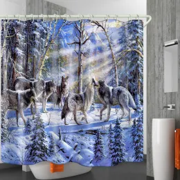 3D waterproof fabric shower curtain