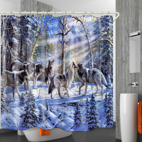 3D waterproof fabric shower curtain