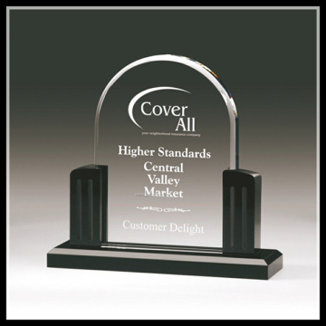 crystal and acrylic trophy with wood base,acrylic trophy block
