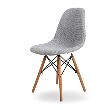 Wooden Legs Grey Fabric Upholstered Dining Chair