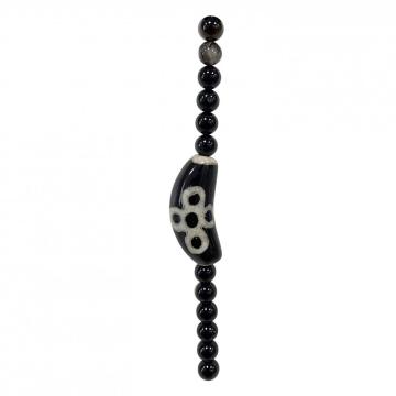 Black Healing Painted Agate Beads for Jewelry Making