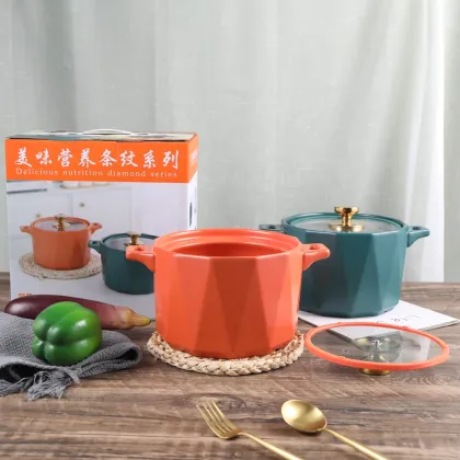 Ceramic Casserole Dish with Lid - 3 Quart Black Earthen Pot