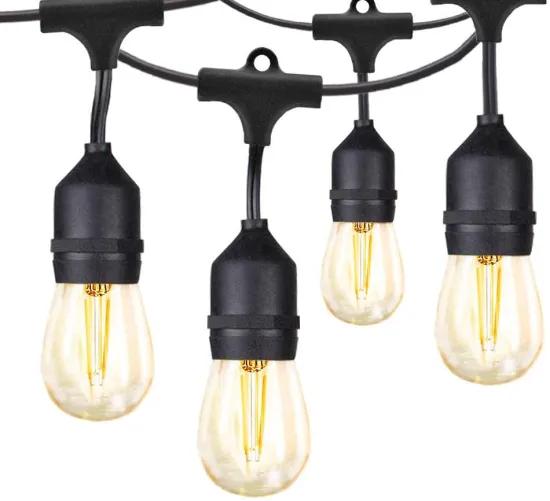 LED Outdoor Commercial String Light 10M with 10 Dropped Sockets 2W E27 Bulbs Included Weatherproof Vintage
