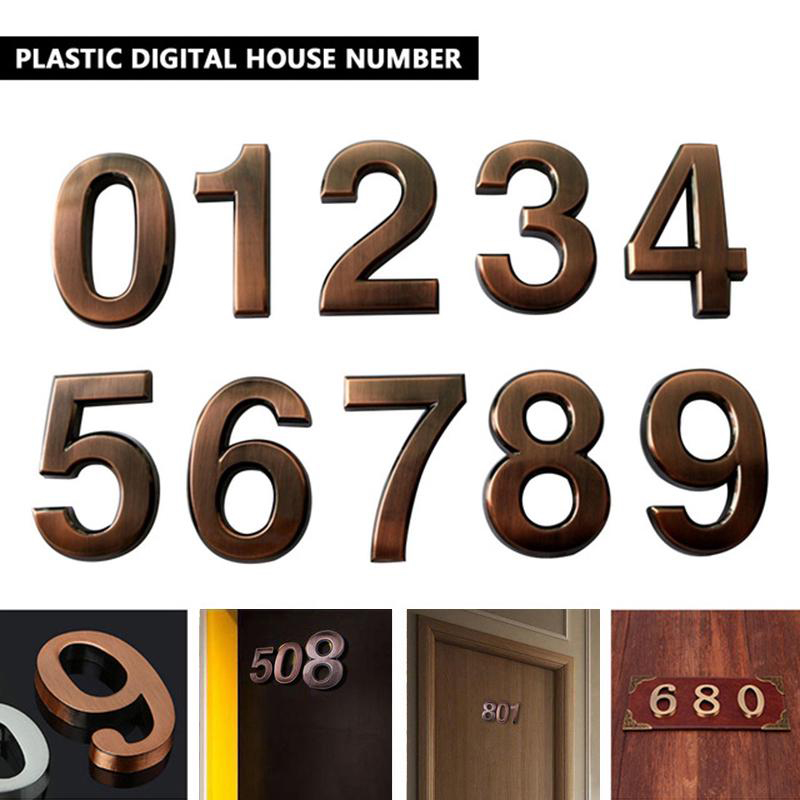 0-9 Vintage Bronze Numbers Sign Hotel Apartment Door Address Plaque Imitation Number Digits Sticker 5CM House Number