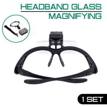 5PC Headband Magnifying Glass Eye Repair Magnifier 9892B 2 LED Light 1.0/1.5/2.0/2.5/3.5X Glasses Loupe Optical Lens