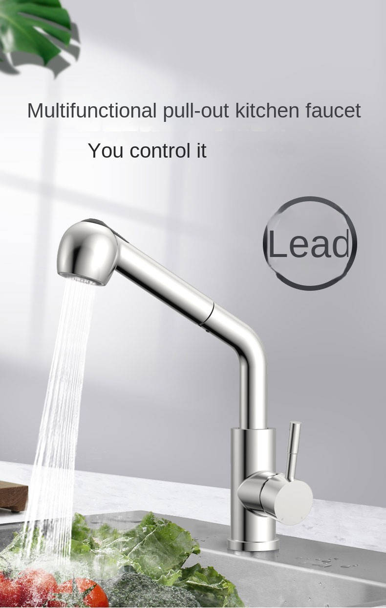 304 Stainless Steel Multifunctional Pull Out Kitchen Faucet