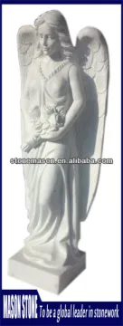 Life size angel marble art sculpture with base