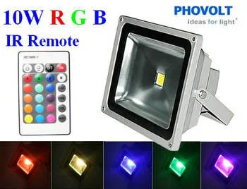 Epistar Led Floodlighting, 10w Rgb Outdoor Led Flood Lighting With Ir And Rf Remote Controller