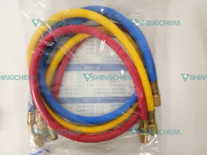 Charging Hose with Safety Valve for Freon Refrigerant (R12, R134a, R410a, R32) - Manifold Gauge Compatible