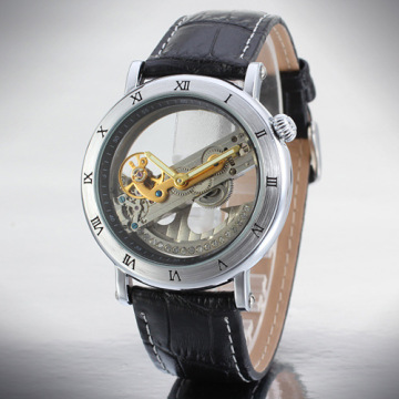 Alloy Case Leather Tourbillon Automatic Movement Watch