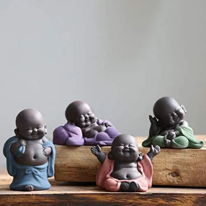 Ceramic Buddha Figurine Tea Pets - Happy Maitreya Buddha Statue Accessories