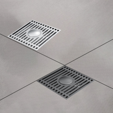 Finition carré en laiton Chrome Brackaged Black Floor Drain avec piège anti-odeur pour douche