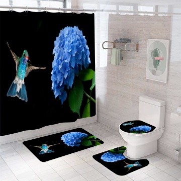 Custom Floral Design 3D Printing Flower Shower Curtain Set