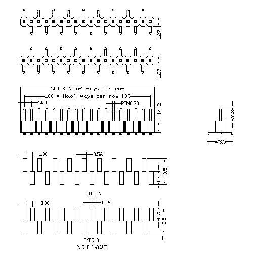 1.00 mm Pin Header Single Row SMT Type