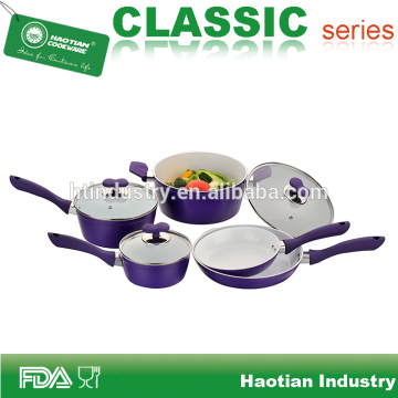 8pcs Purple Aluminum Forged Ceramic Cookware Set