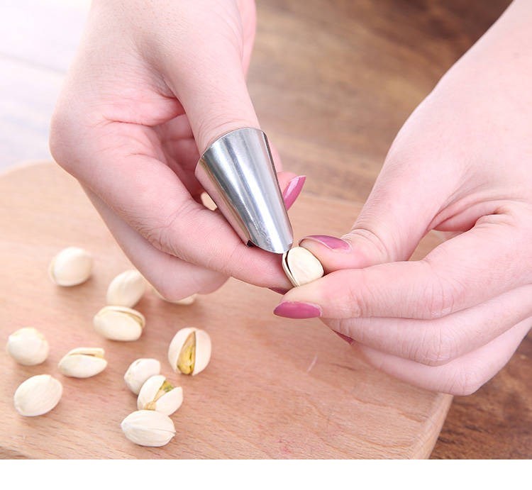 100 Pcs/lot Stainless Steel Peeling Tool Iron Nail Cover For Broad Bean Pine Nuts Pistachio Kitchen Anti Cutting Sleeve