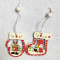 Small Pine Wooden Hanging Craft Xmas Door Wreath & Wall Decor UV Printed Christmas Tree Ornaments