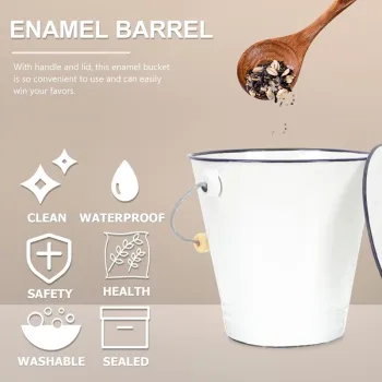 Custom Logo White Beer Enamel Ice Bucket - Carbon Steel Kitchen-Sized for Home and Restaurant