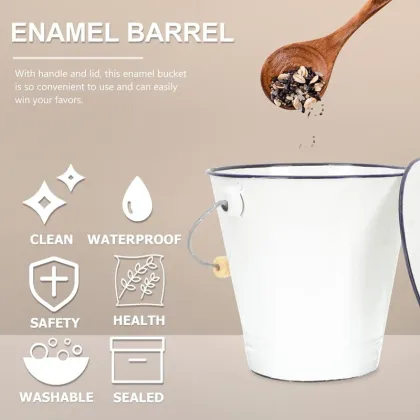 Custom Logo White Beer Enamel Ice Bucket - Carbon Steel Kitchen-Sized for Home and Restaurant