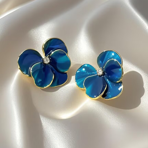 Stunning Phalaenopsis Flower Diamond Stud Earrings