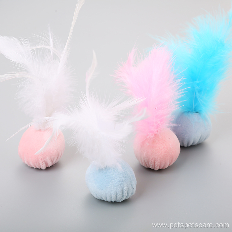 cat ball with feather and catnip cat toy