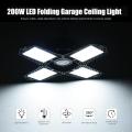 85-265V 200W LED Garage Light 20000LM Cool White 4 Leaf Folding Lamp Deformation Garage Light for Home Warehouse Basement Garage