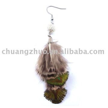 2016 fashion silver feather shaped earrings