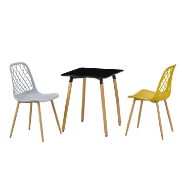 Black Plastic Cafe Dining Chairs Stackable Simple