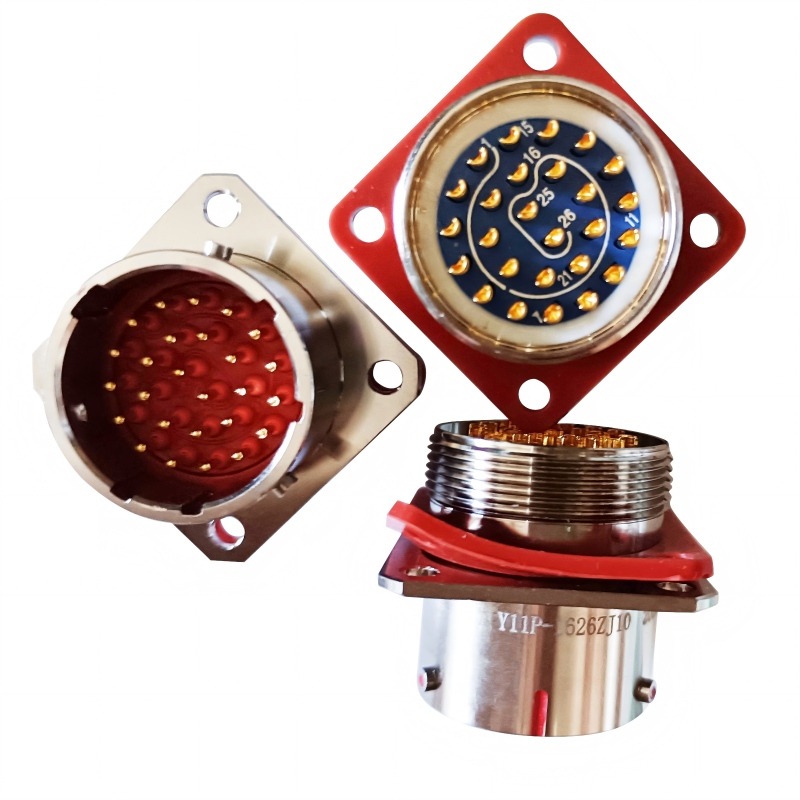 Detailed view of Y11P-1626ZJ10 compact circular aviation connector